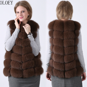 2018 New Natural Real Fox Fur Vest 100% Genuine Fur Coat Winter Ladies Warm Winter Fox Fur Coat Vest Jacket 68 cm Long