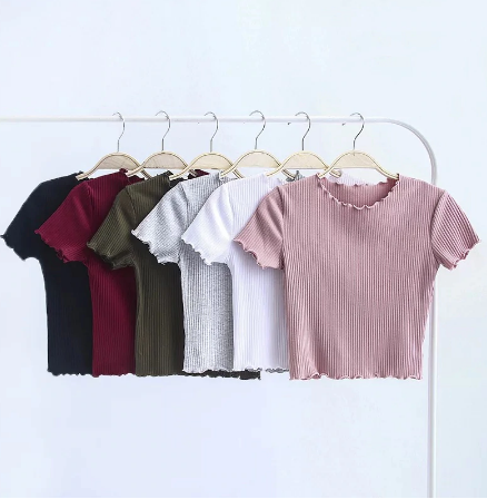 Vintage Wood ears O neck Short sleeve Shirts 2019 New Woman Slim Fit shirt tight Blouse Summer Retro Tops 6 colors