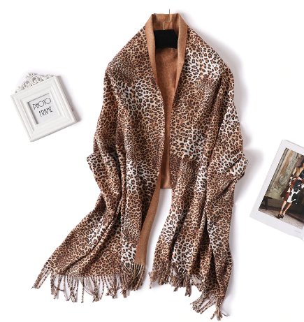 Designer brand women scarf 2019 winter cashmere scarves for lady pashmina shawls and wraps neck head warm bandana Leopard Print